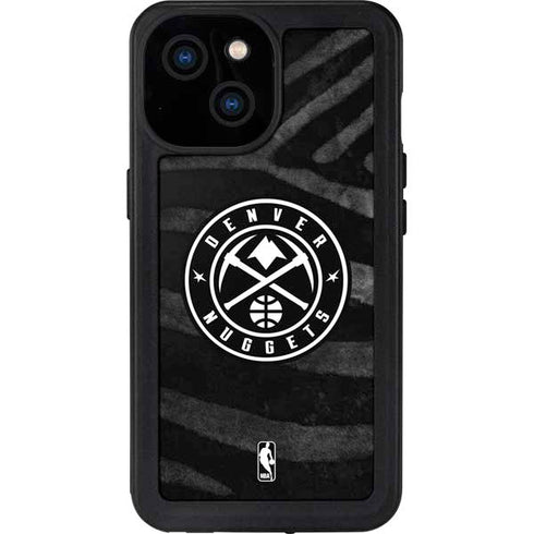 NBA Denver Nuggets Black Animal Print iPhone 15 Waterproof Case